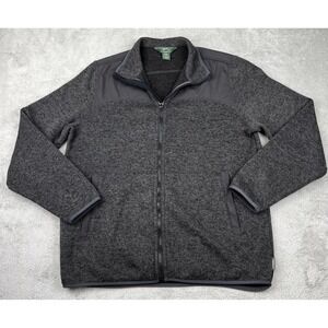 Woolrich Fleece Full Zip Jacket Men's Large Charcoal Pockets Light Weight Preppy